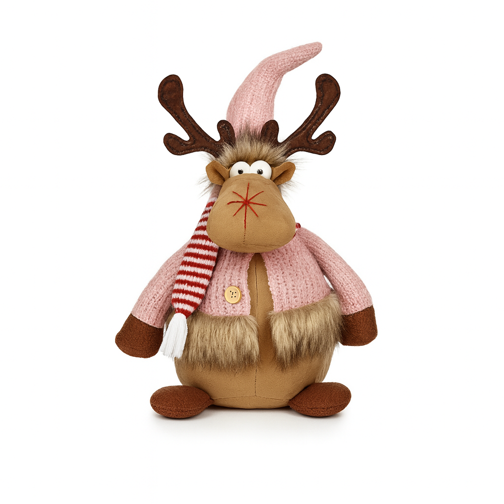 Reno Decorativo de Tela Rosa – Diseño Nórdico Sentado | NORDLYS