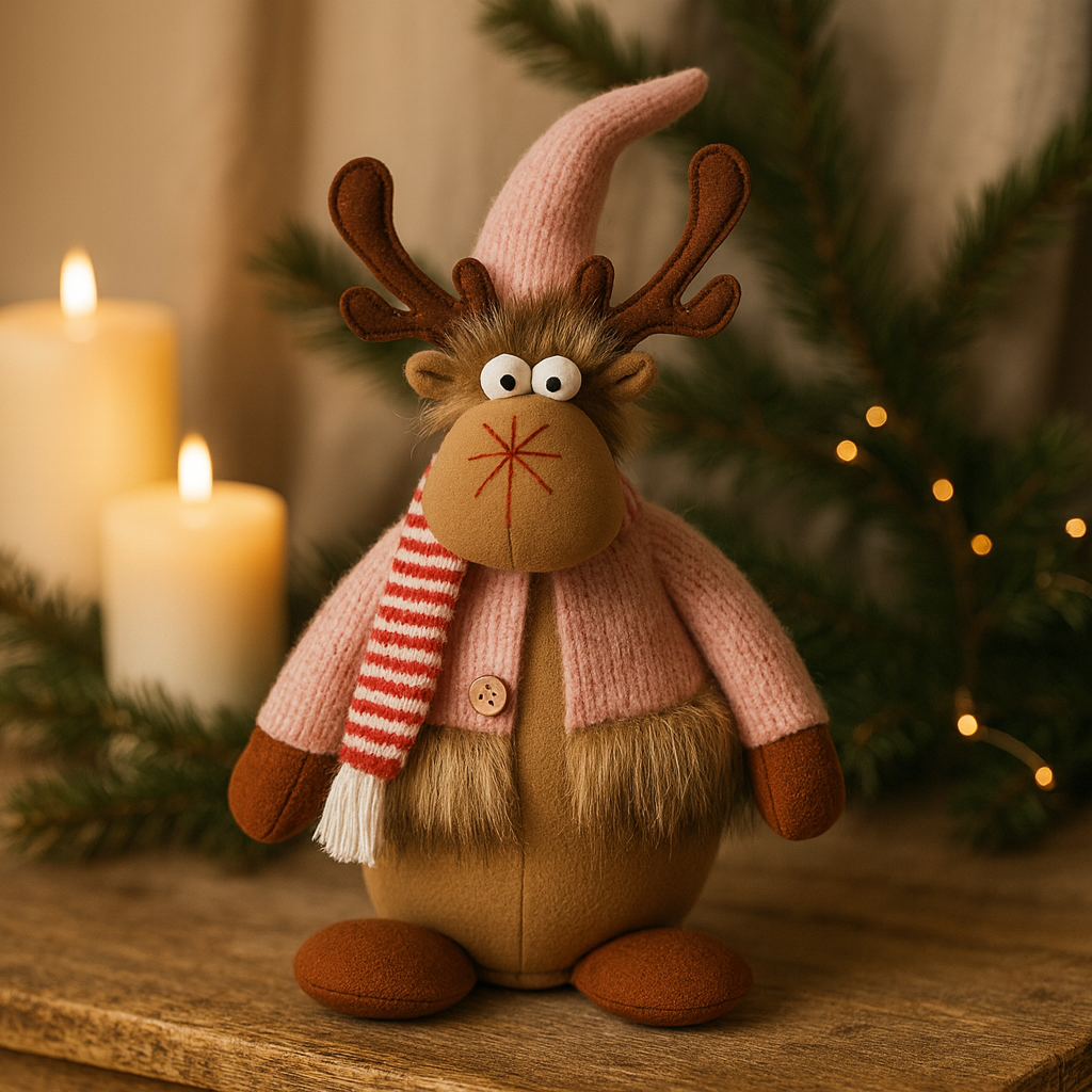 Reno Decorativo de Tela Rosa – Diseño Nórdico Sentado | NORDLYS